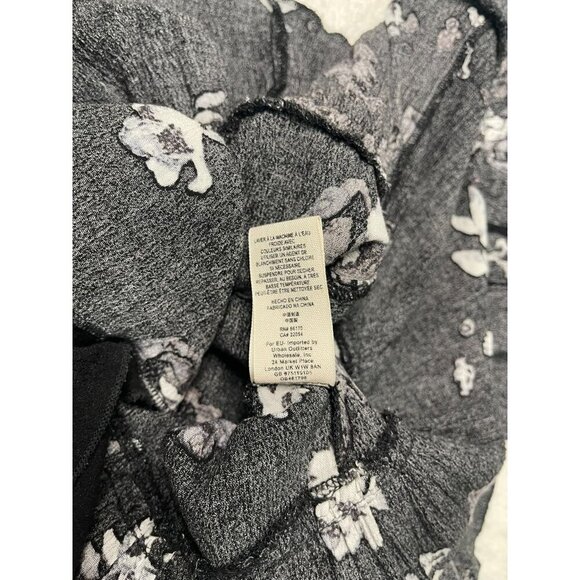 Free People Clover Field Tunic Mini Dress Medium Black Floral Ruffle Long Sleeve - Picture 7 of 7